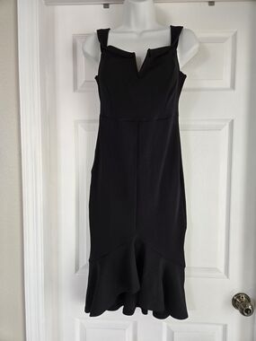Guess Black Sleeveless Midi Dress with Ruffled Hem